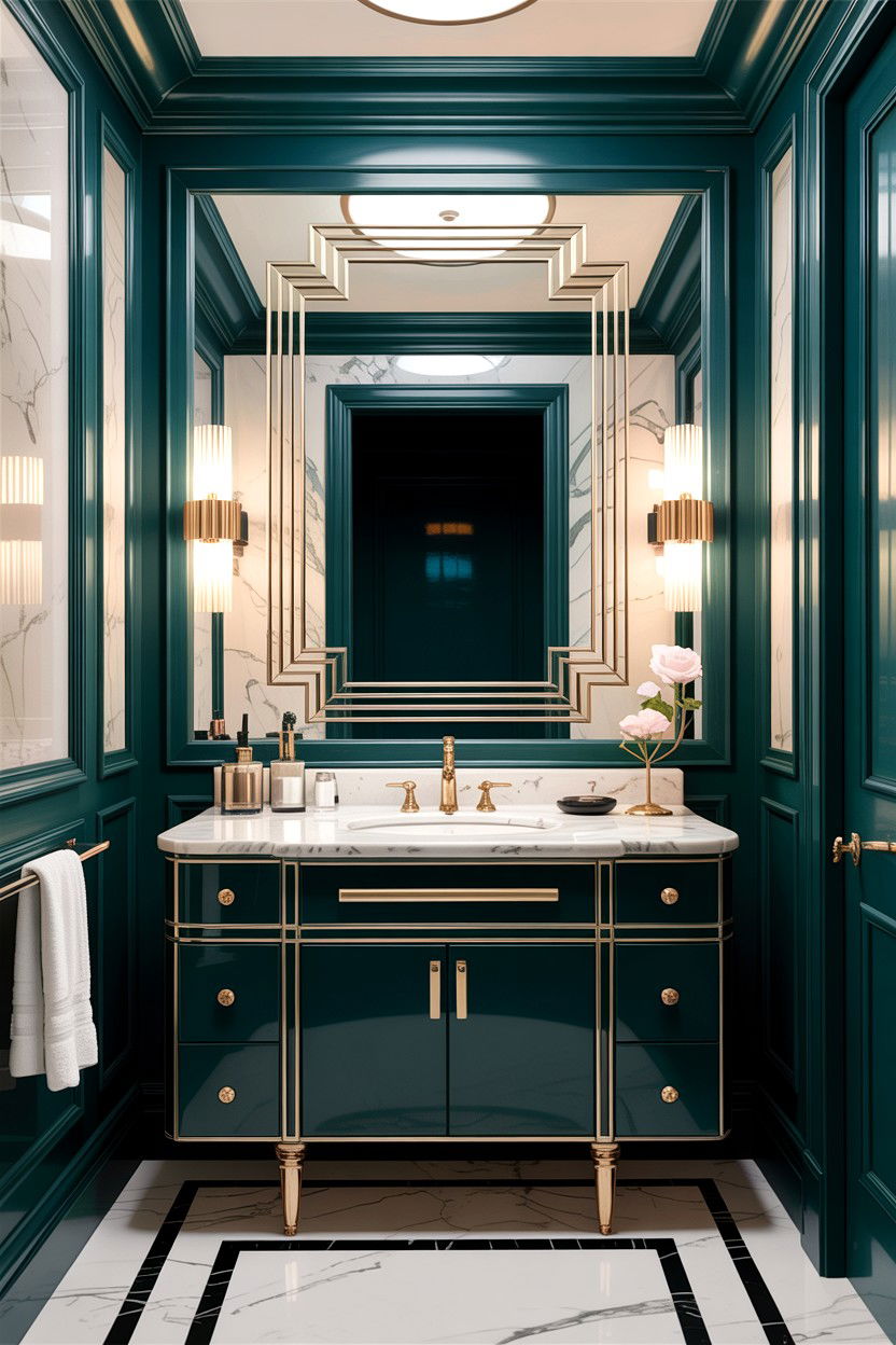 Art deco bathroom mirror - 30 Hollywood regency bathroom ideas