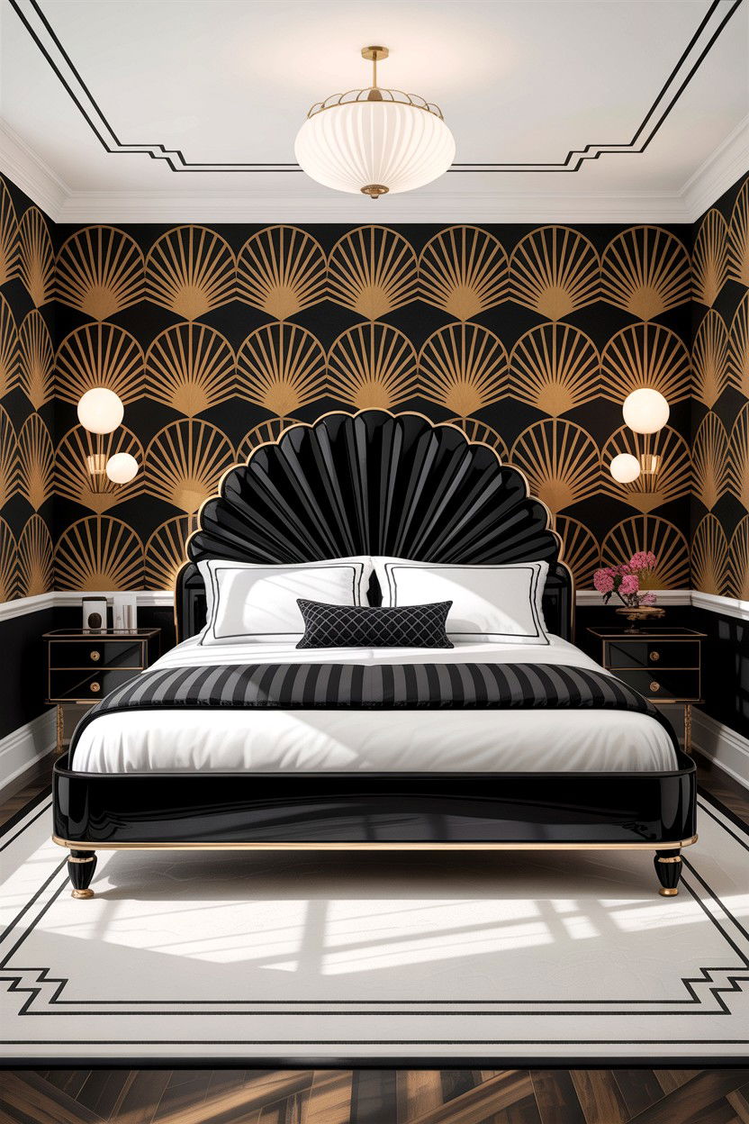 Art deco black and white bedroom - 30 black and white bedroom ideas