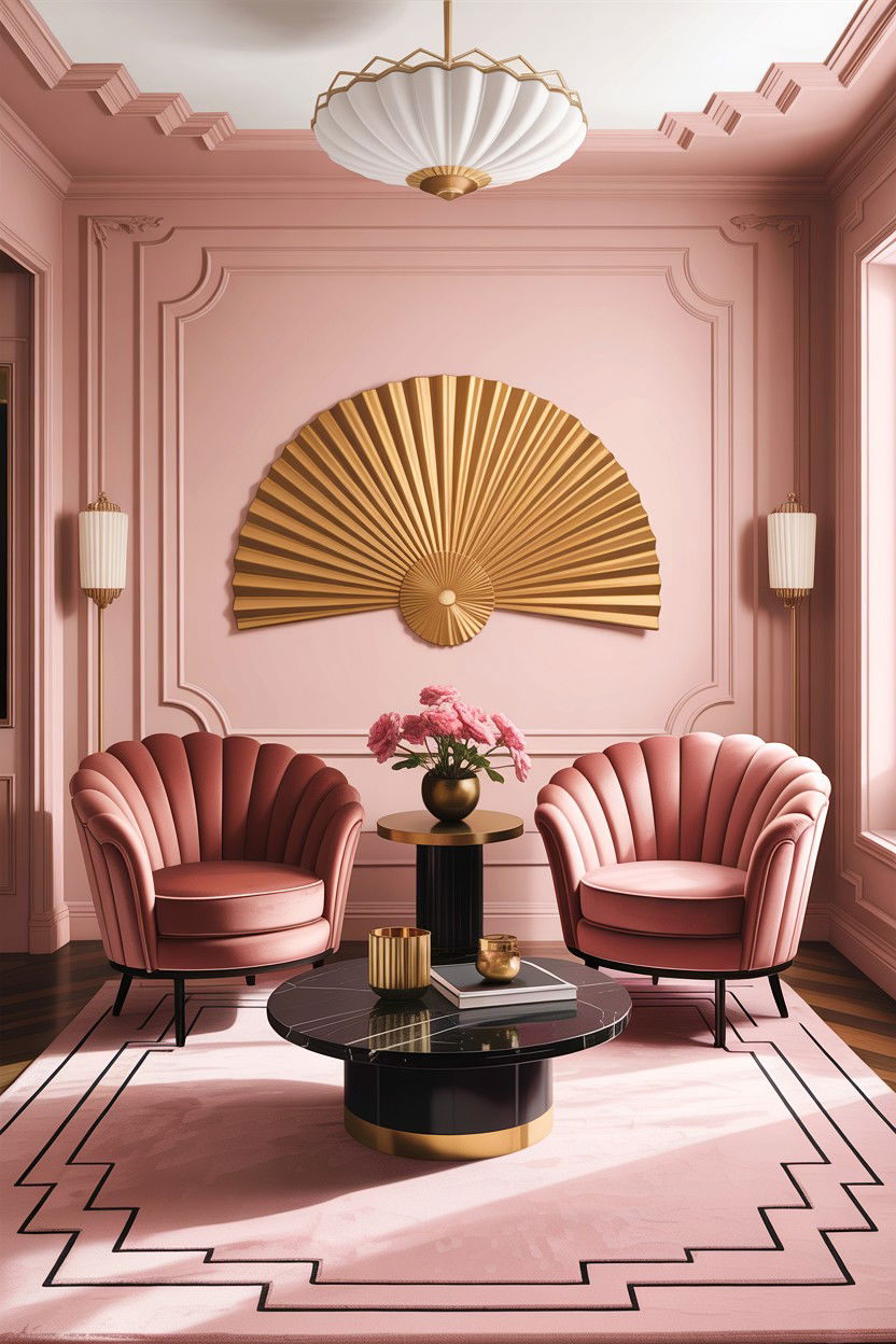 Art deco blush pink living room - 30 blush pink living room ideas