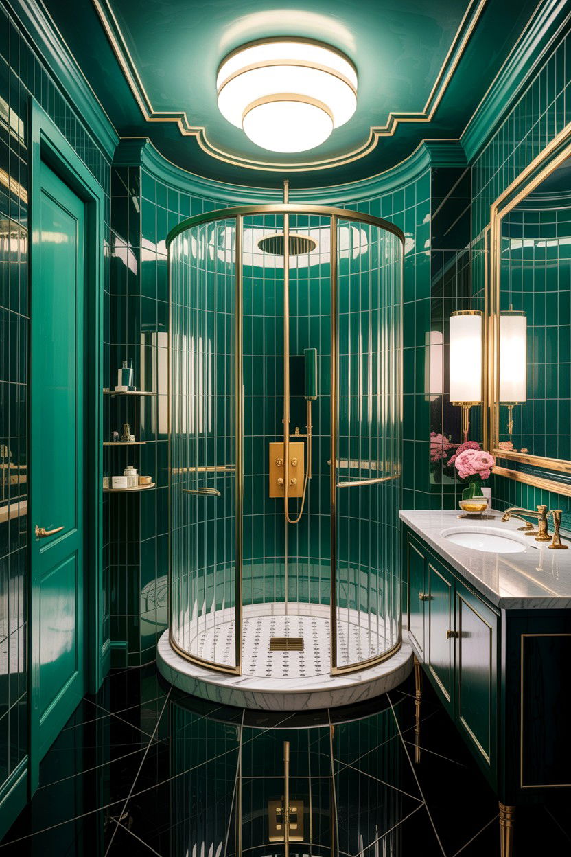 Art deco green bathroom - 30 green bathroom ideas