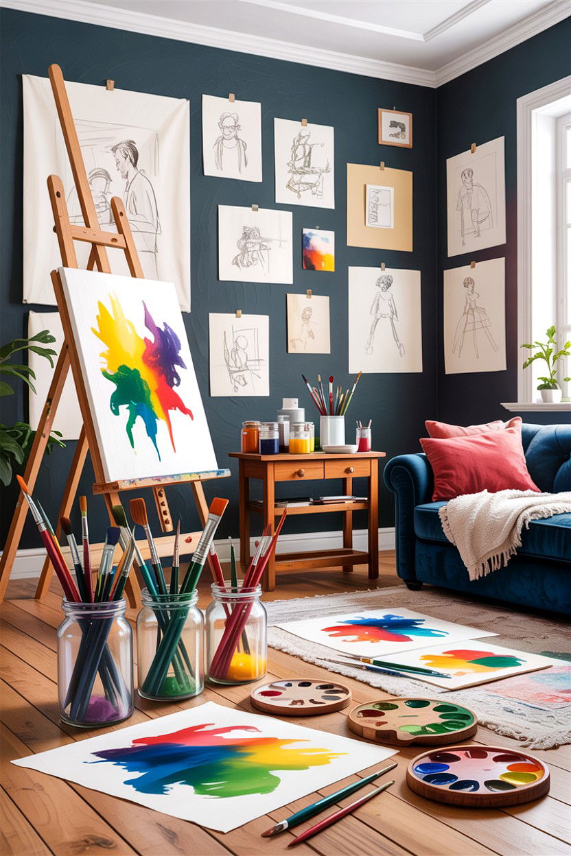 Art studio living room - 30 cluttercore living room ideas