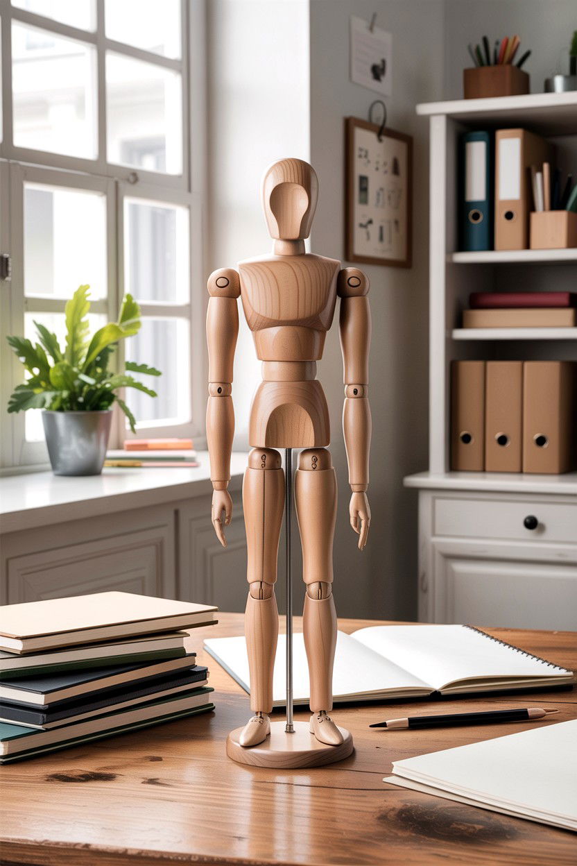 Articulated wooden manikin - 30 living room figurines