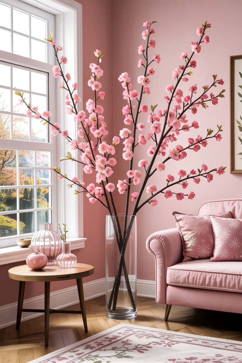 Artificial Cherry Blossom Stems - 30 living room faux flowers