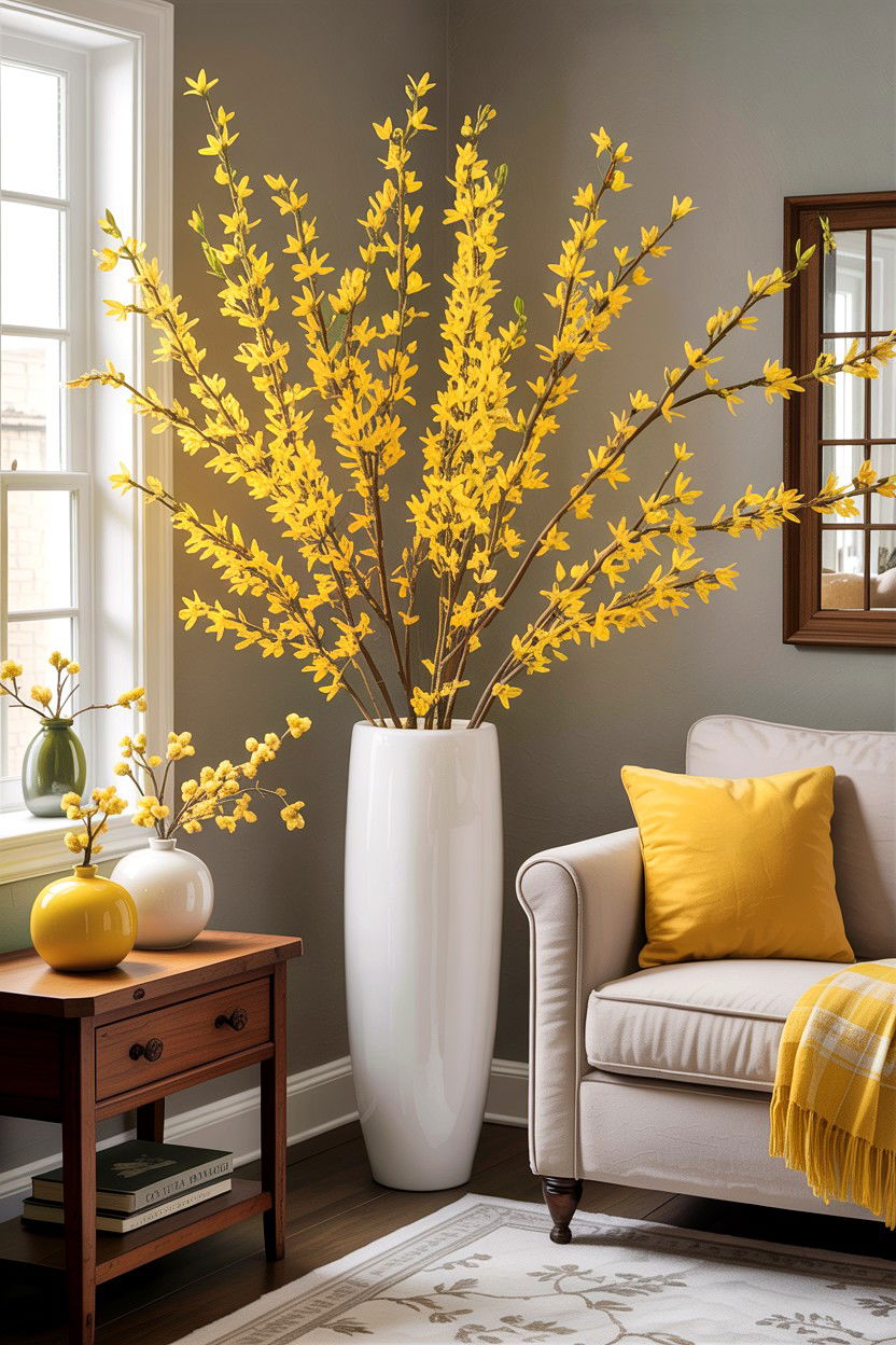 Artificial Forsythia Branches - 30 living room faux flowers