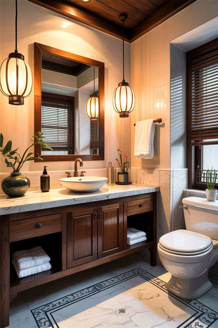 Asian lantern bathroom lighting - 30 Asian bathroom ideas