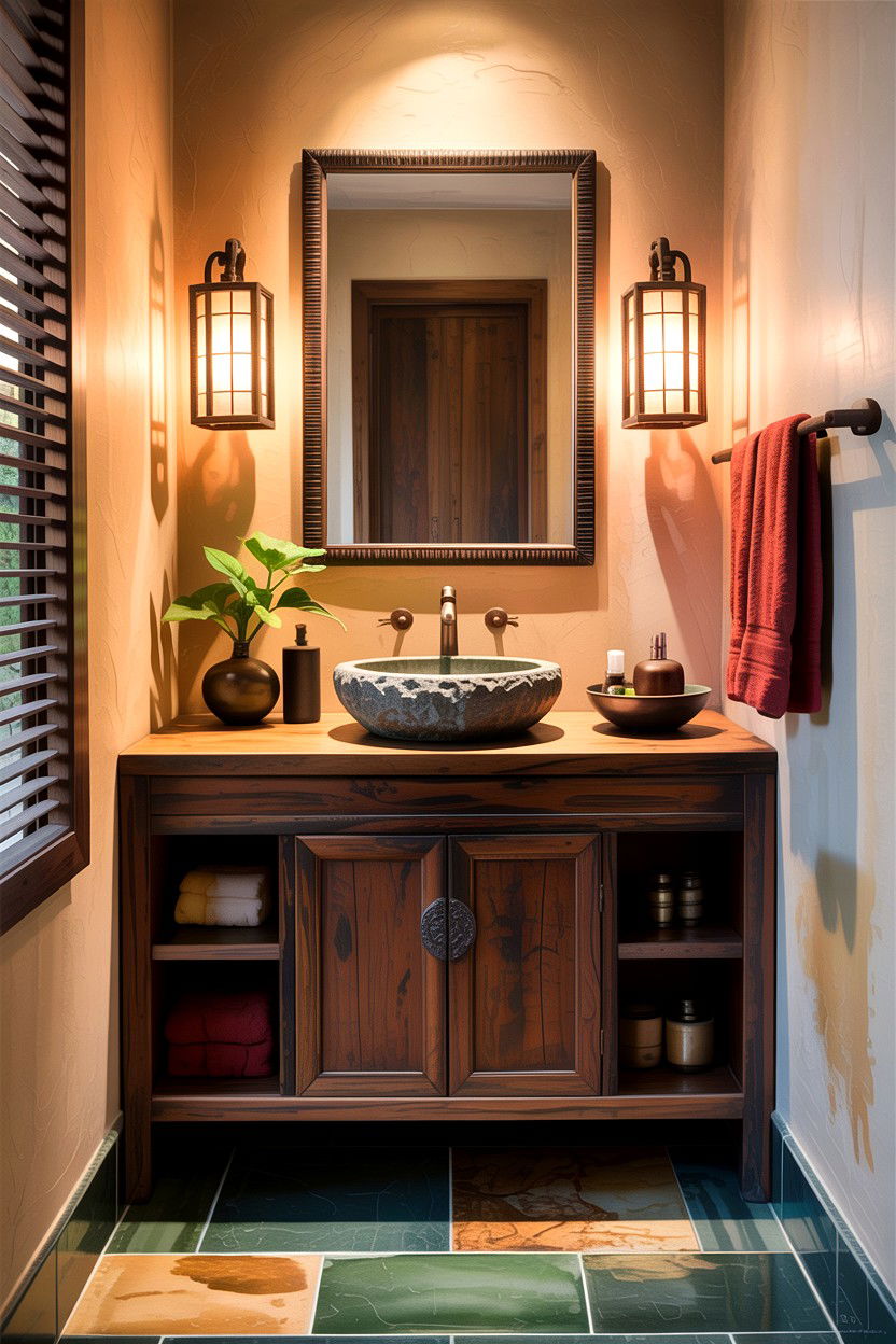 Asian style vanity - 30 Asian bathroom ideas