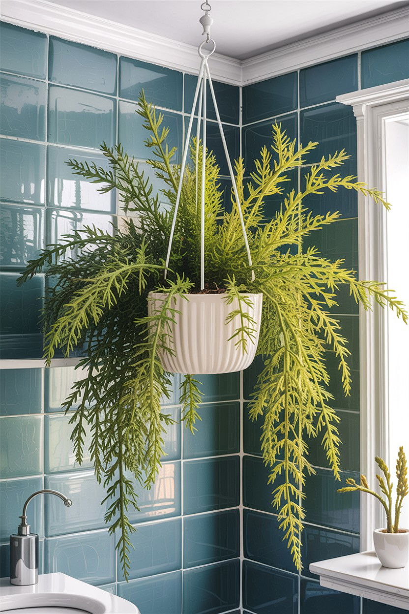 Asparagus fern hanging - 30 hanging plants for bathroom ideas