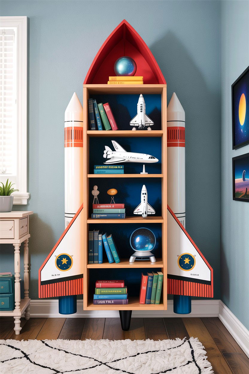 Astronaut bookshelf - 30 astronaut bedroom ideas