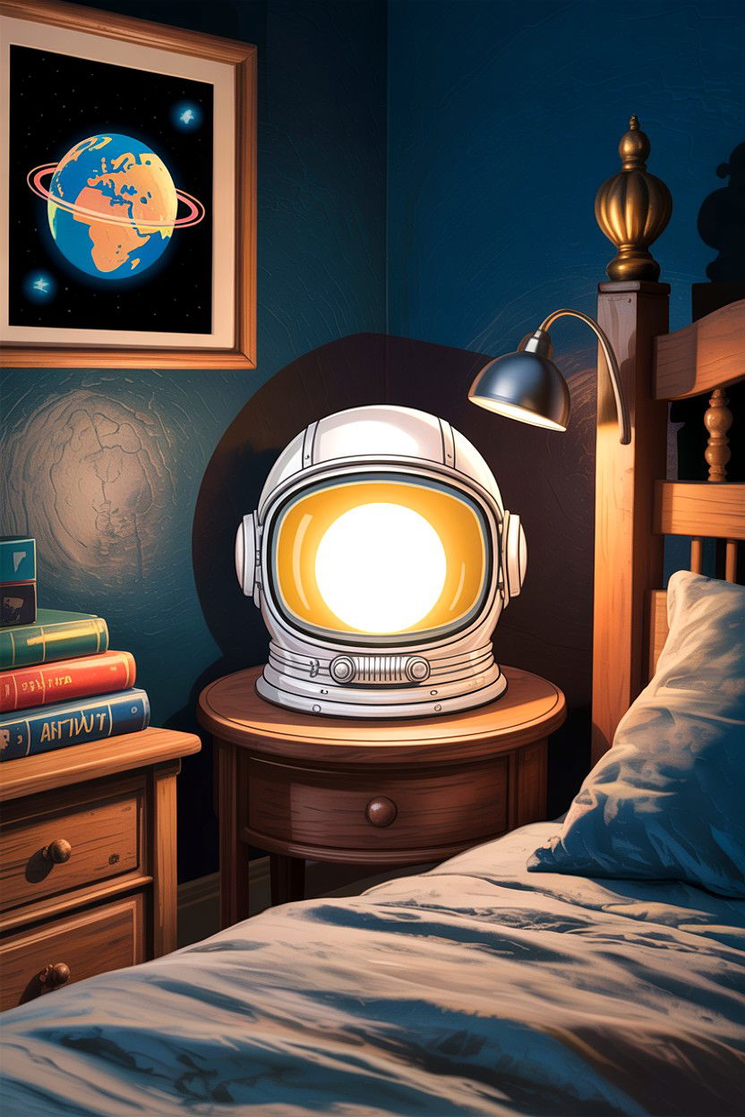 Astronaut helmet lamp - 30 astronaut bedroom ideas