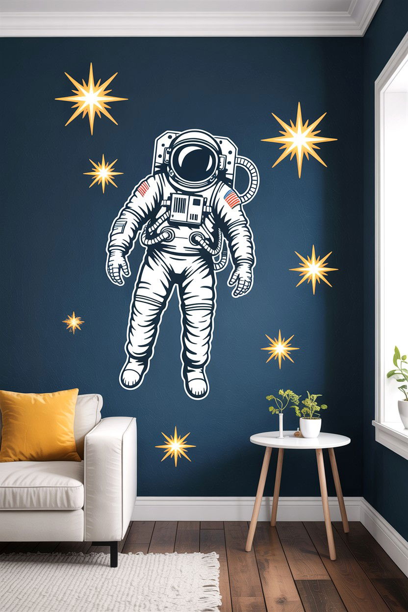 Astronaut wall decal - 30 astronaut bedroom ideas