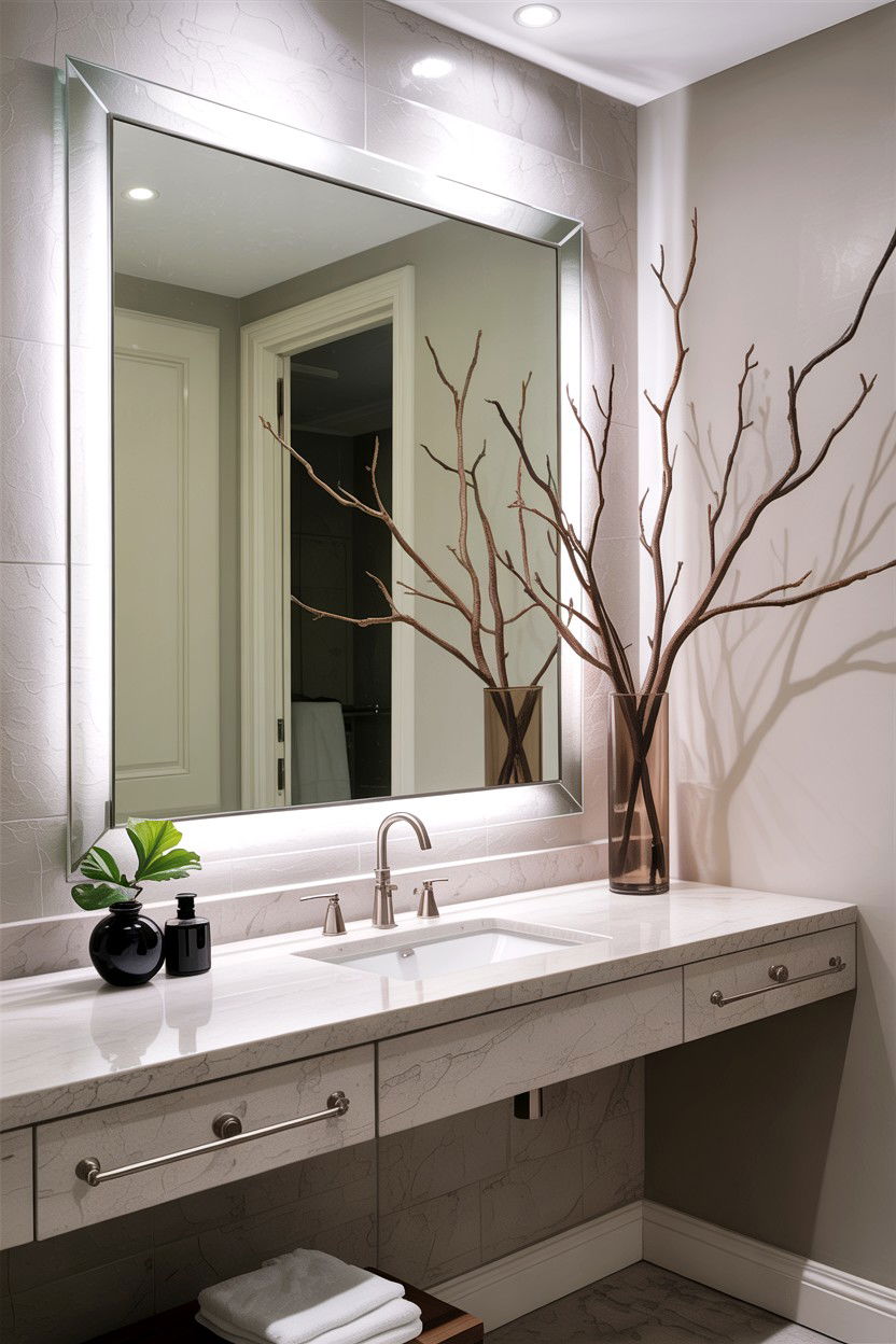 Asymmetrical Bathroom Mirror - 30 bathroom balance ideas