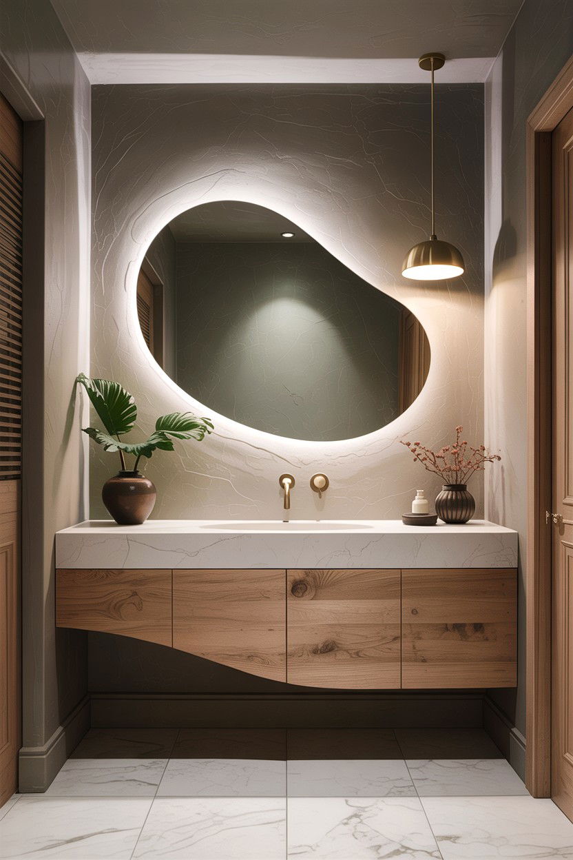 Asymmetrical Bathroom Mirror - 30 bathroom asymmetry ideas