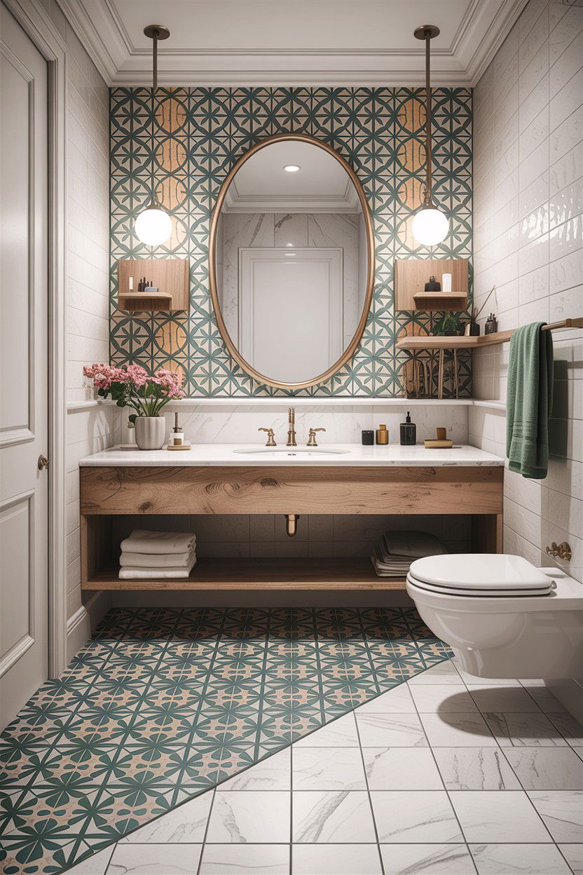 Asymmetrical Floor Tile - 30 bathroom asymmetry ideas