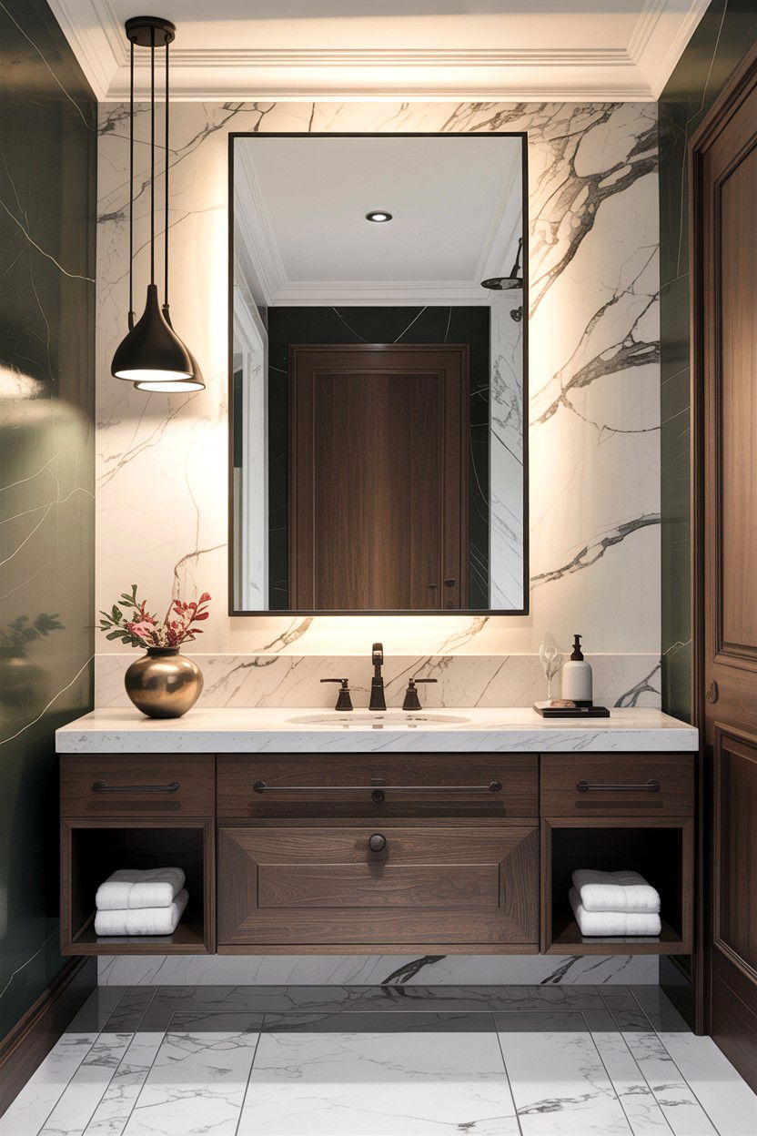 Asymmetrical Pendant Light - 30 bathroom asymmetry ideas