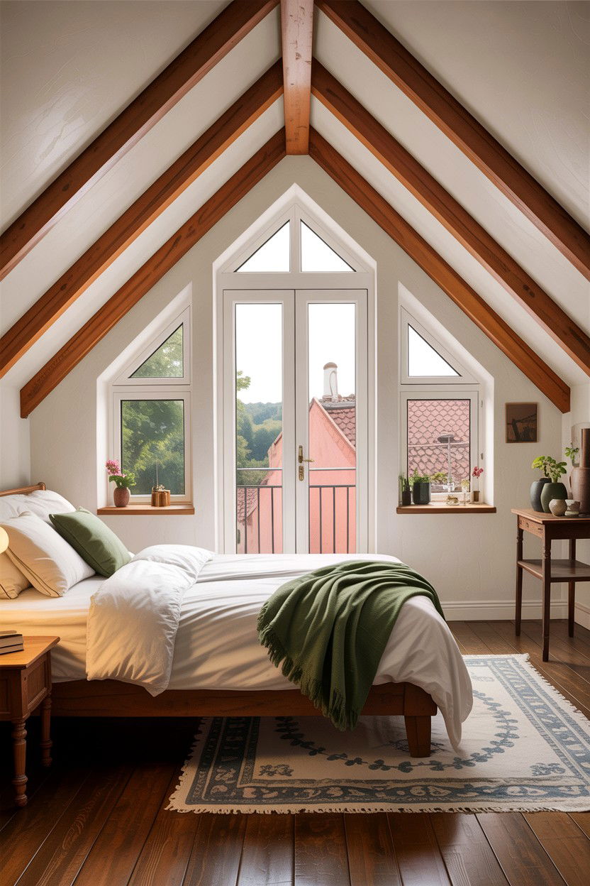 Attic bedroom with small patio doors - 30 bedroom with patio doors