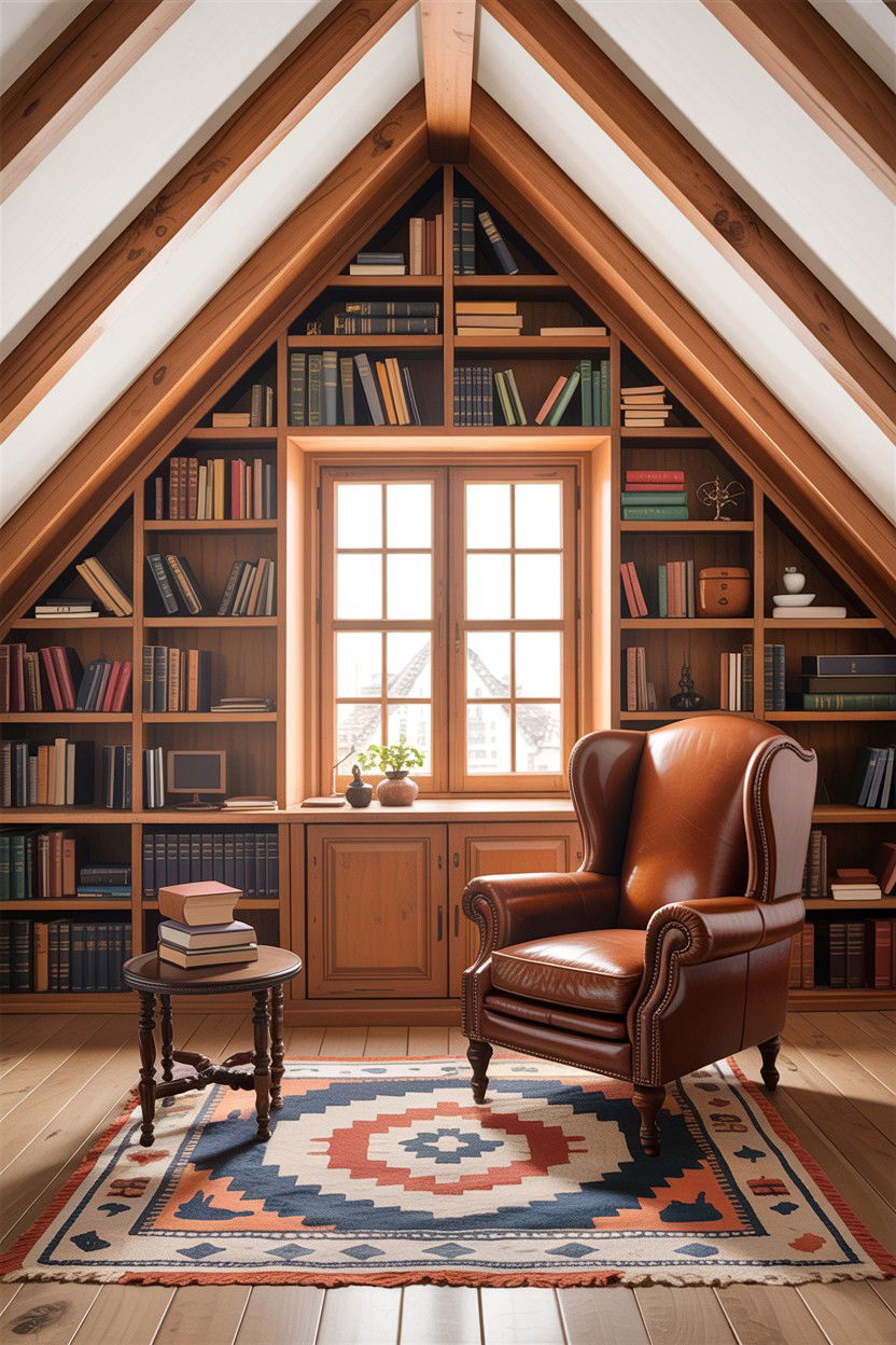 Attic library living - 30 attic living room ideas