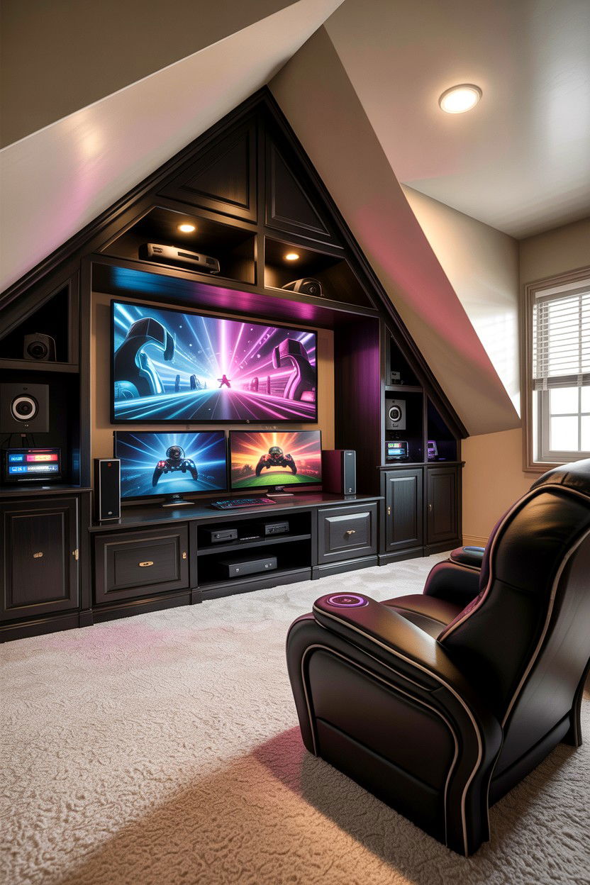 Attic media room - 30 attic living room ideas