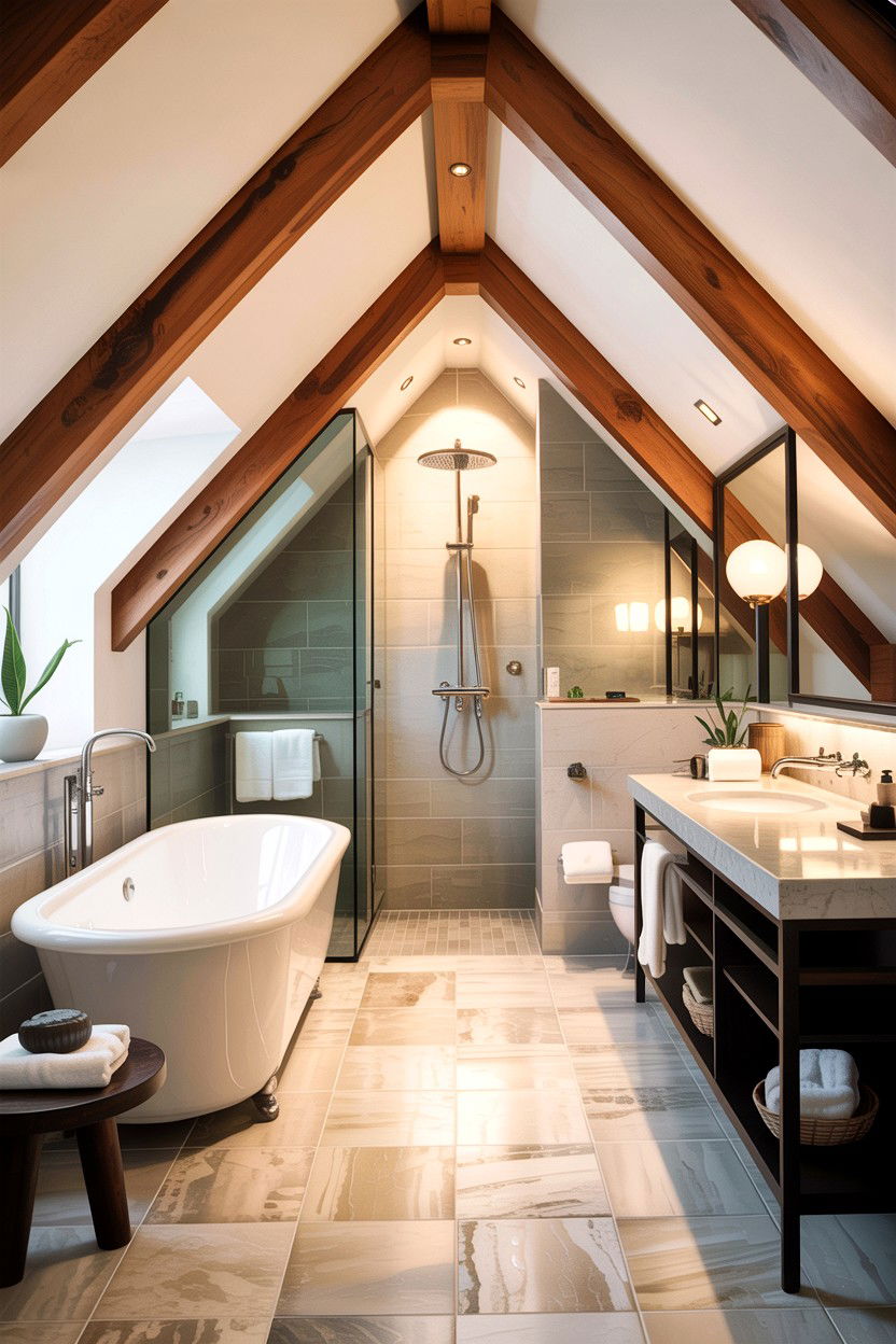 Attic suite with bathroom - 30 attic bedroom ideas