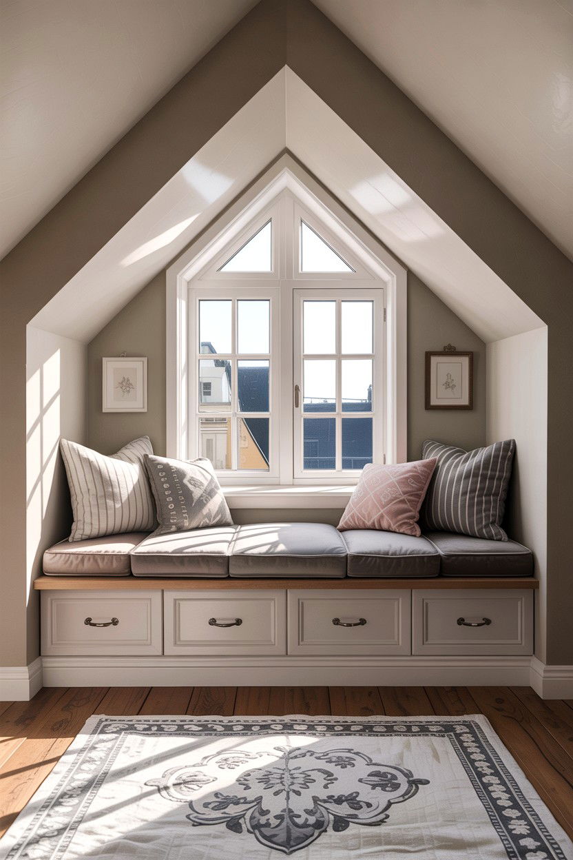 Attic window seat - 30 attic bedroom ideas