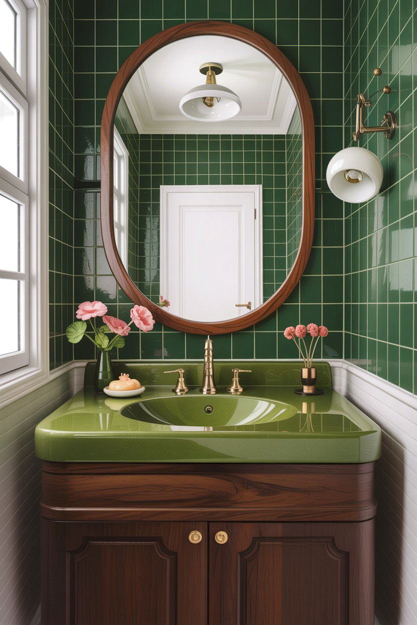 Avocado green bathroom sink - 30 green bathroom ideas