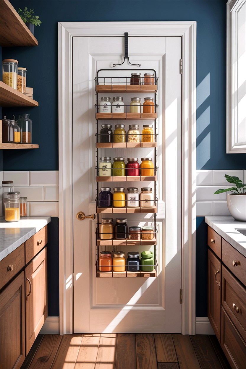 Back of door pantry rack - 30 small kitchen space storage ideas