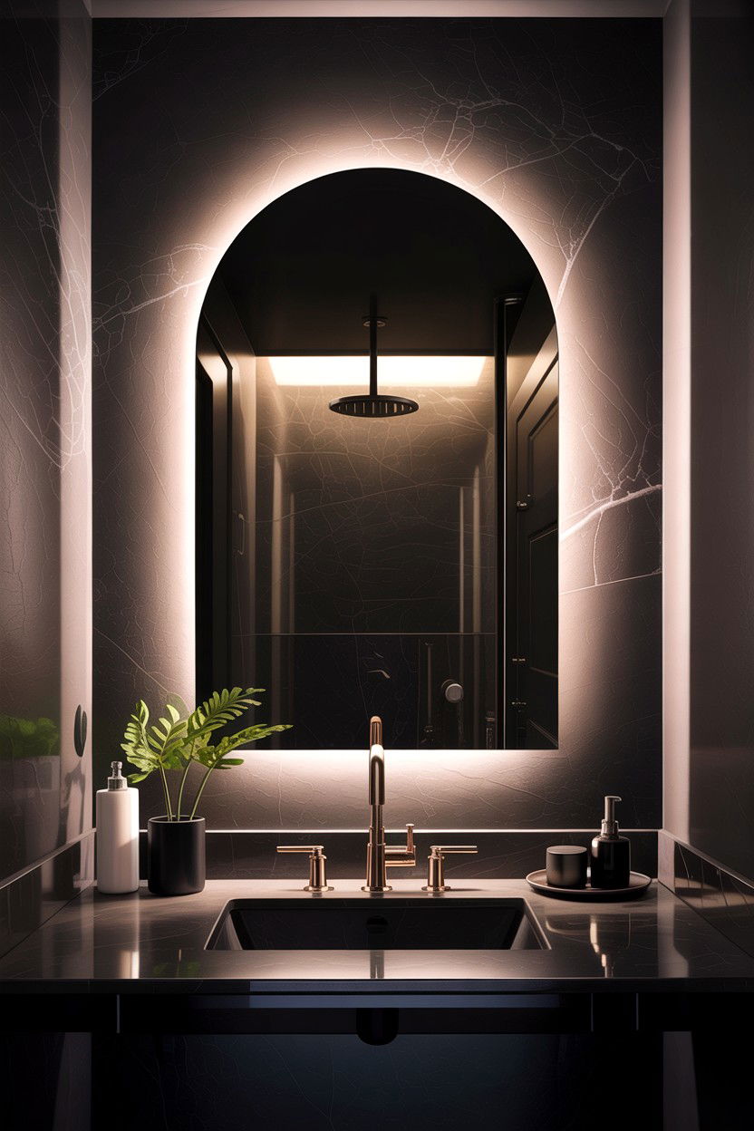 Backlit Arched Bathroom Mirror - 30 arched bathroom mirror ideas