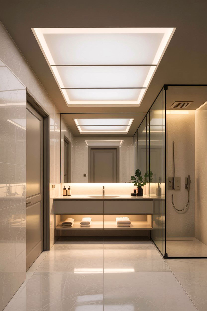 Backlit Bathroom Ceiling - 30 bathroom ceiling statement ideas