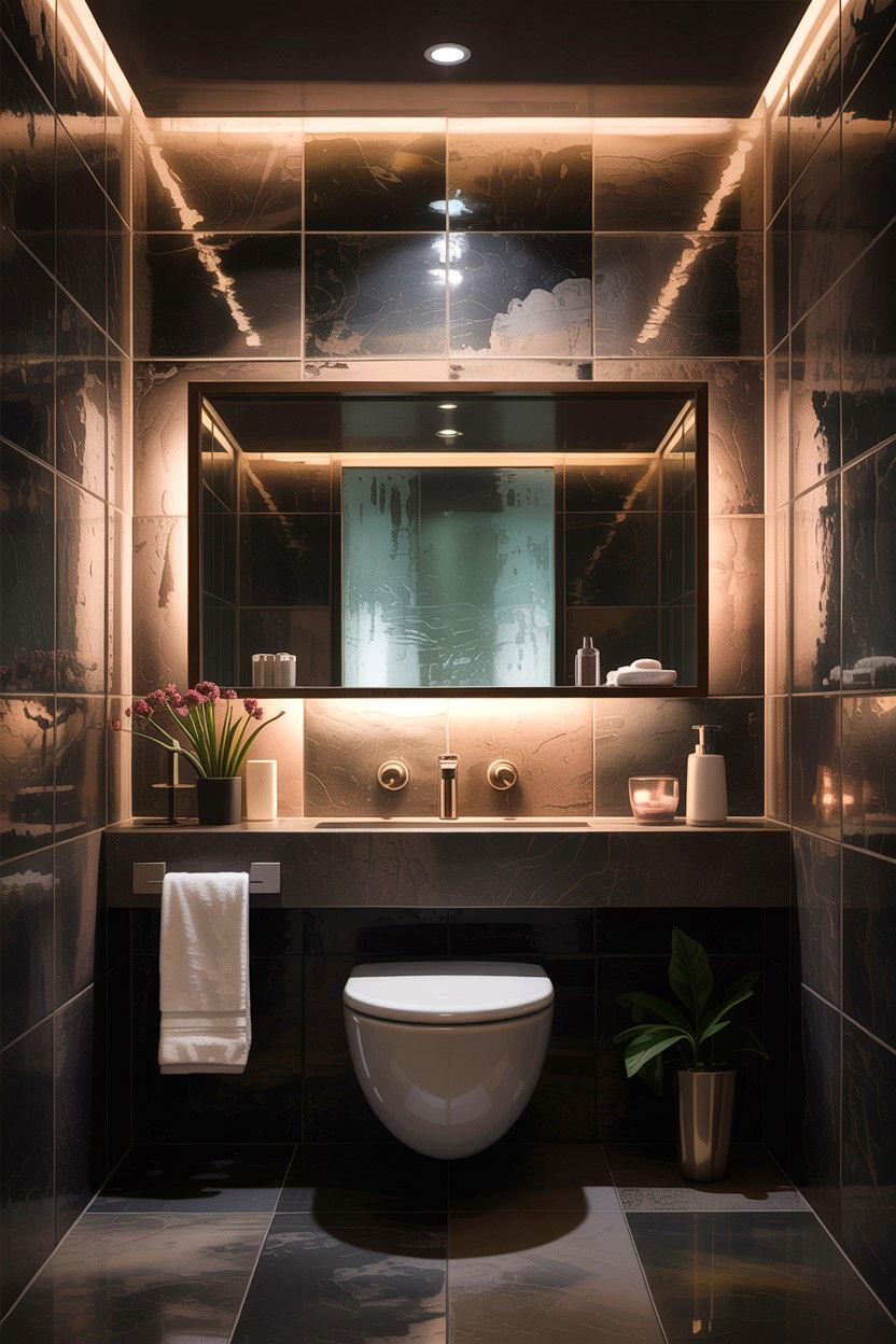 Backlit Bathroom Wall Shelf - 30 lighted niche bathroom ideas