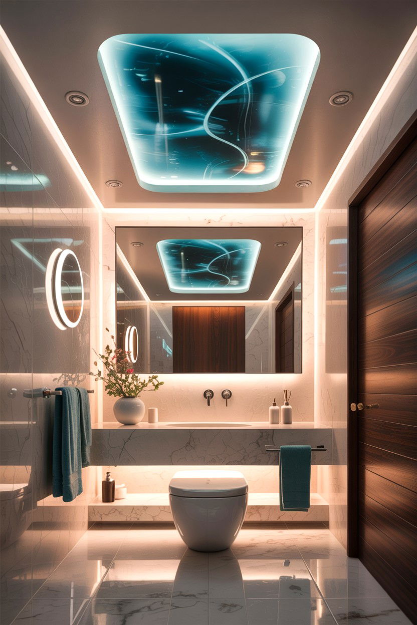 Backlit bathroom ceiling - 30 bathroom ceiling ideas