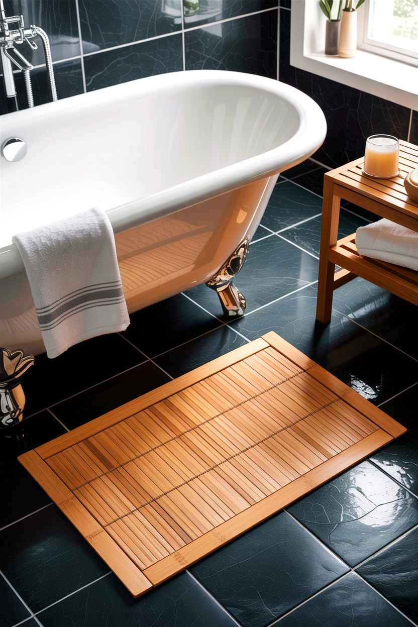 Bamboo Bath Mat - 30 bathroom afternoon project ideas
