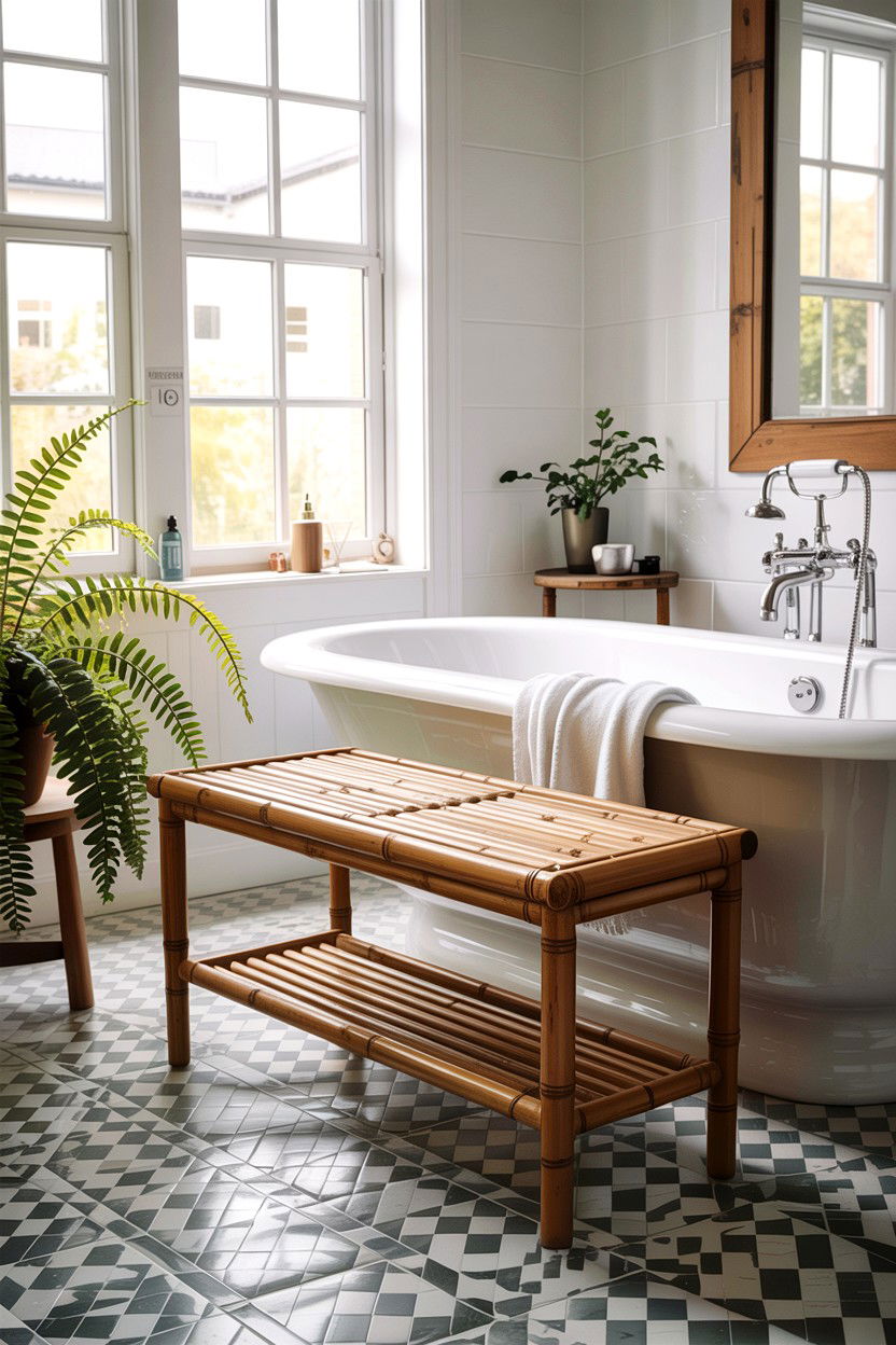 Bamboo Bathroom Bench - 30 bathroom bench ideas