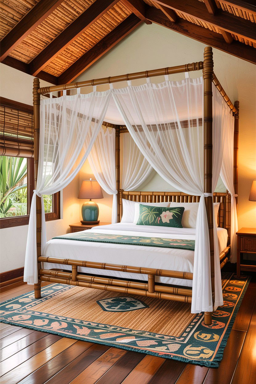 Bamboo Canopy Bed - 30 bamboo bedroom ideas