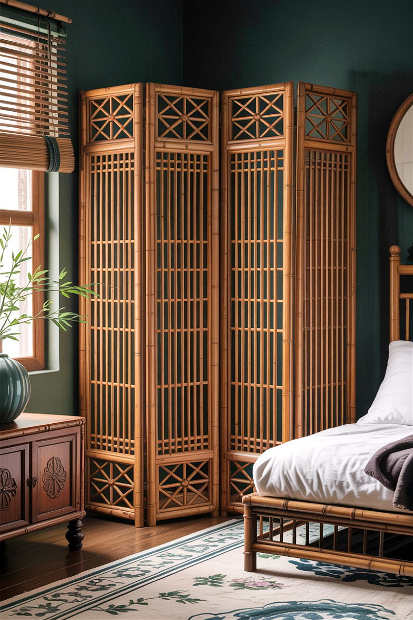 Bamboo Folding Screen - 30 bamboo bedroom ideas