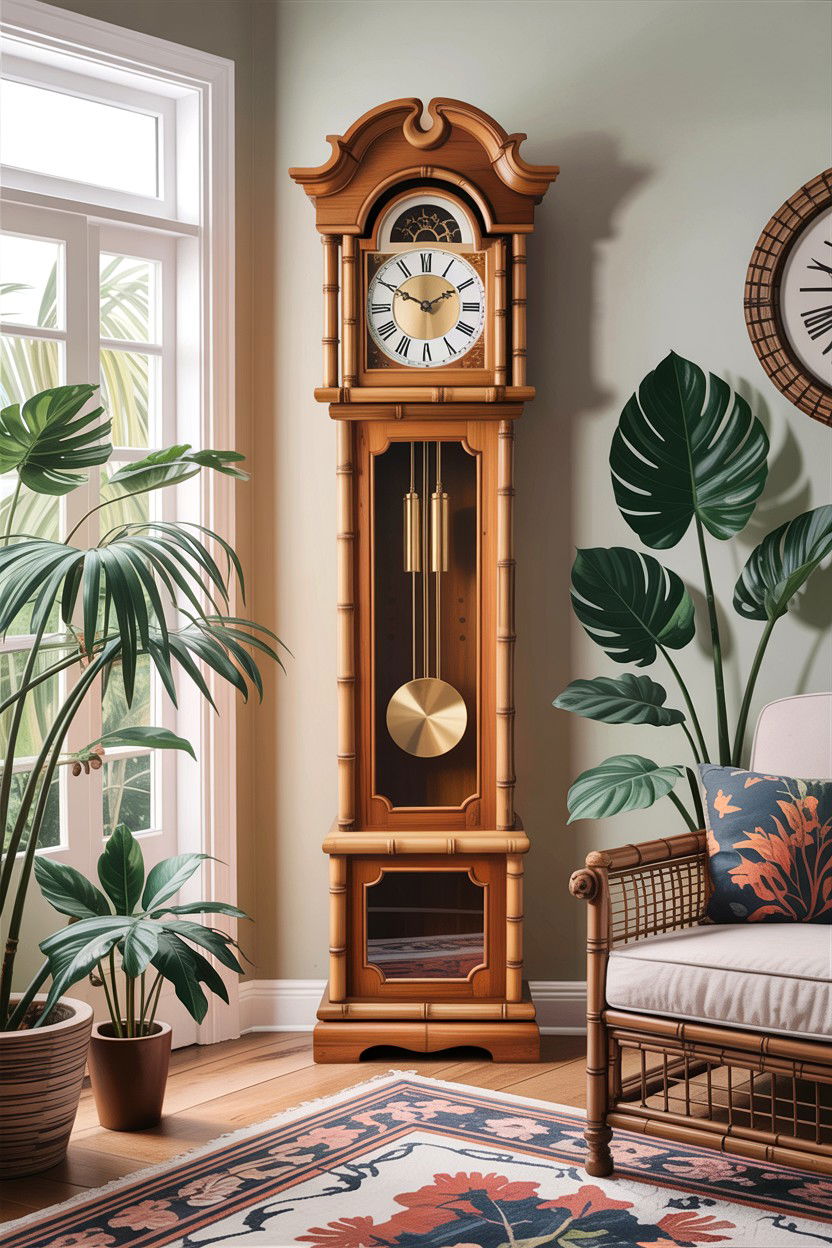 Bamboo Grandfather Clock - 30 living room grandfather clocks