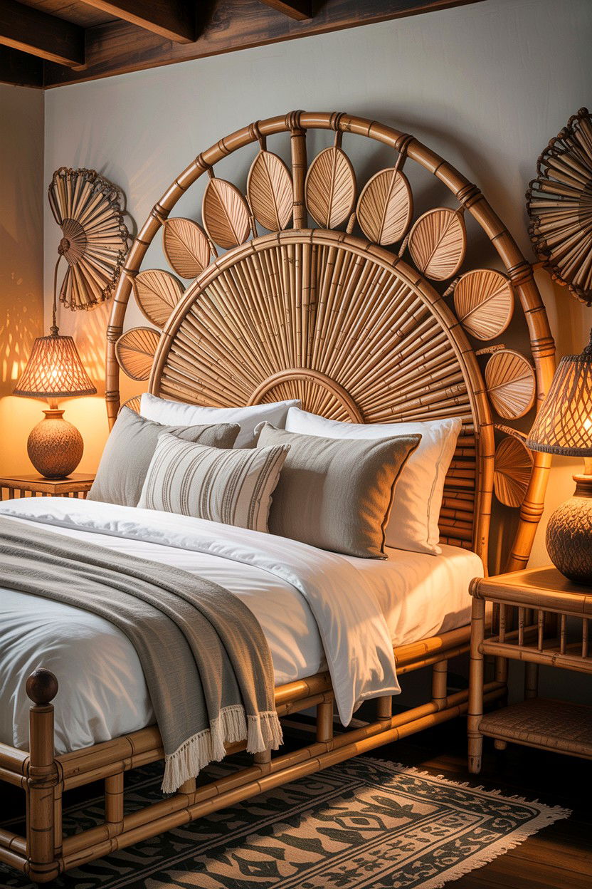 Bamboo Headboard - 30 bamboo bedroom ideas