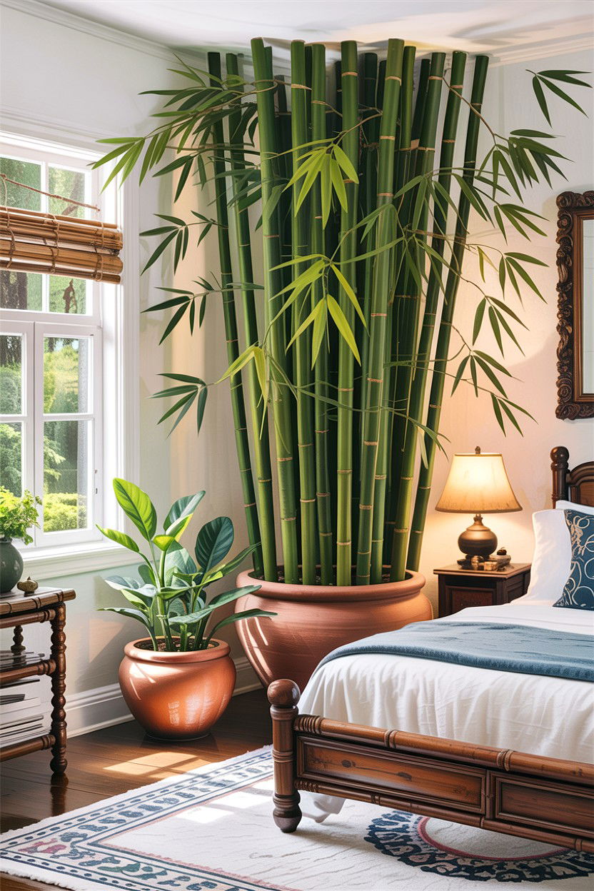 Bamboo Plant Decor - 30 bamboo bedroom ideas