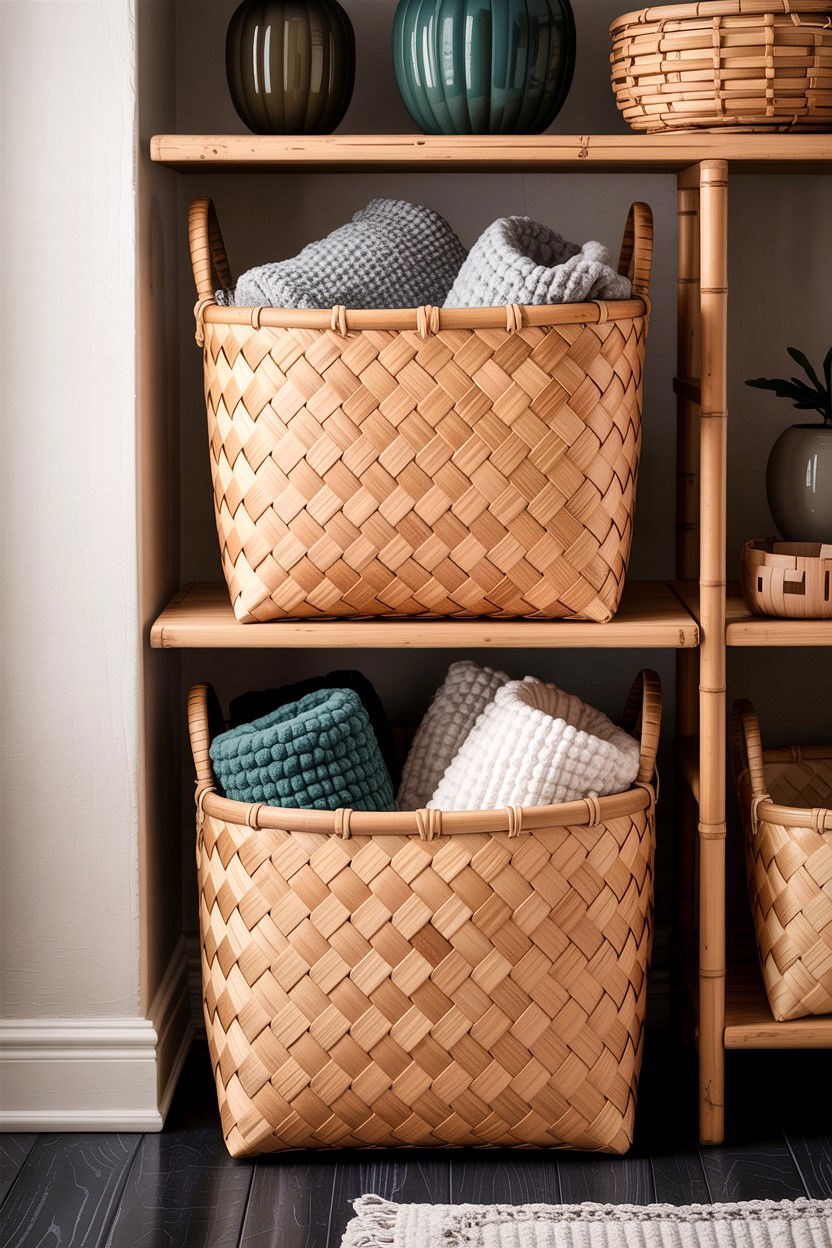 Bamboo Storage Basket - 30 bamboo bedroom ideas