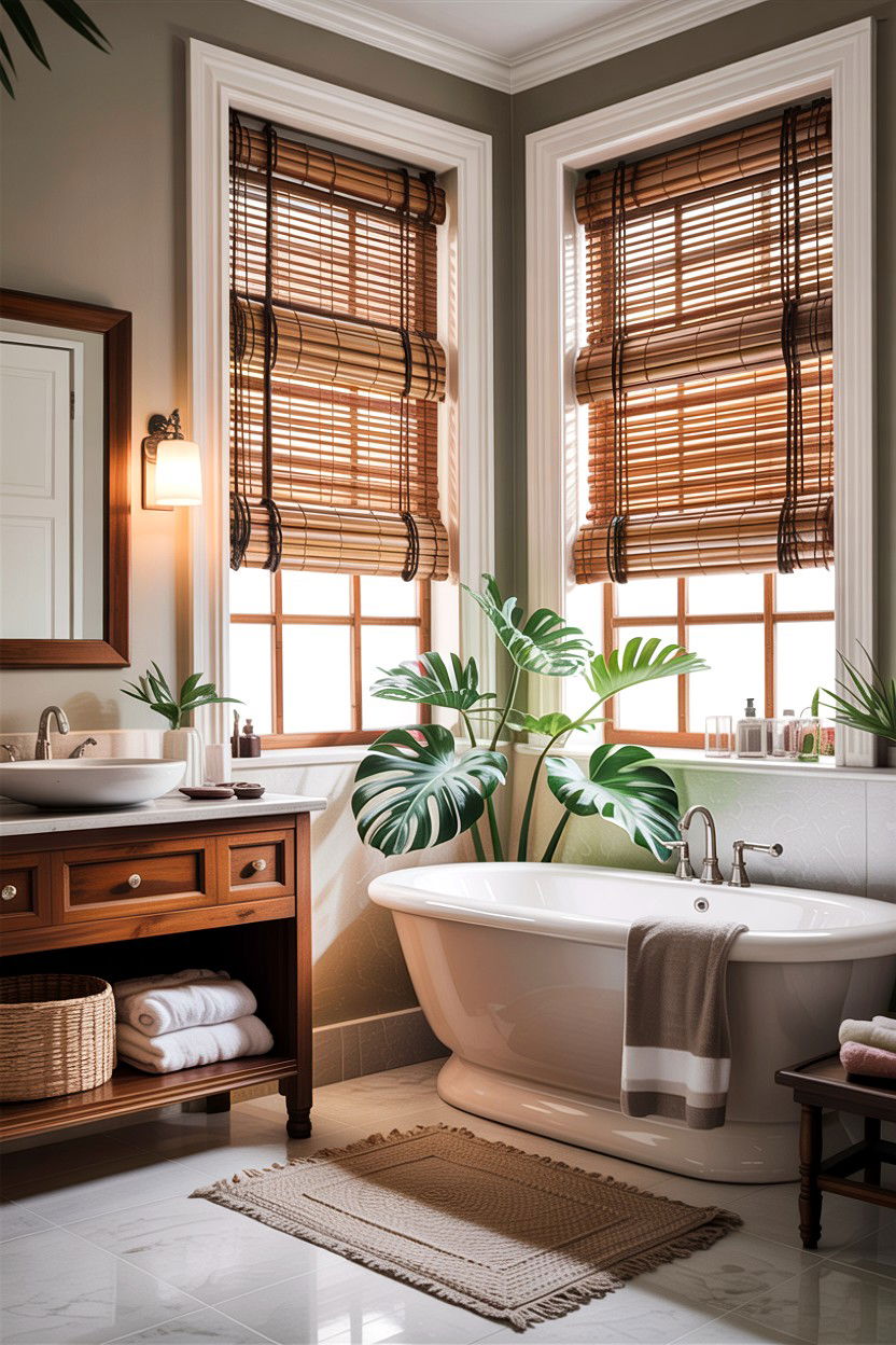 Bamboo Window Shades - 30 bathroom cooling ideas