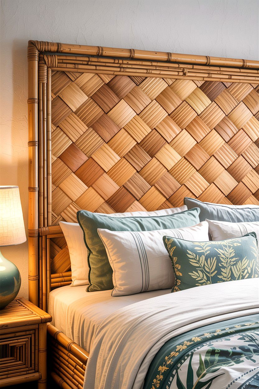 Bamboo Woven Headboard - 30 bedroom headboards