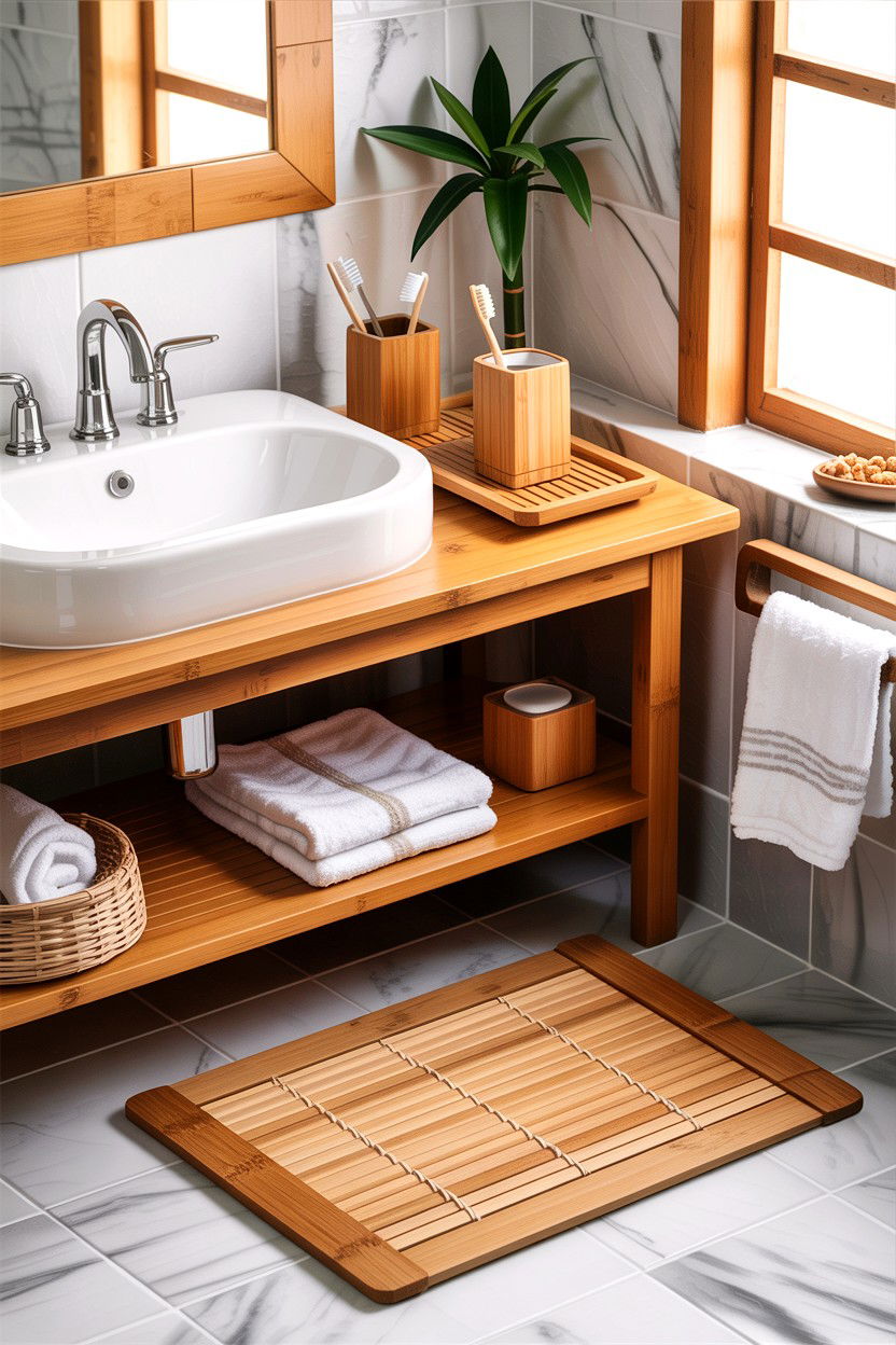 Bamboo bathroom accessories - 30 apartment bathroom ideas