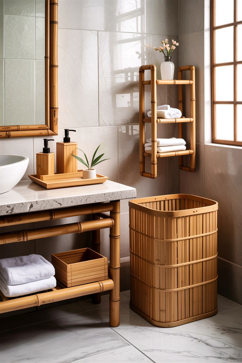Bamboo bathroom accessories - 30 Asian bathroom ideas