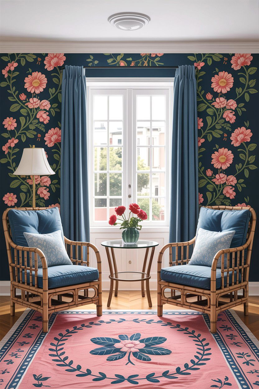 Bamboo chairs - 30 grandmillennial living room ideas