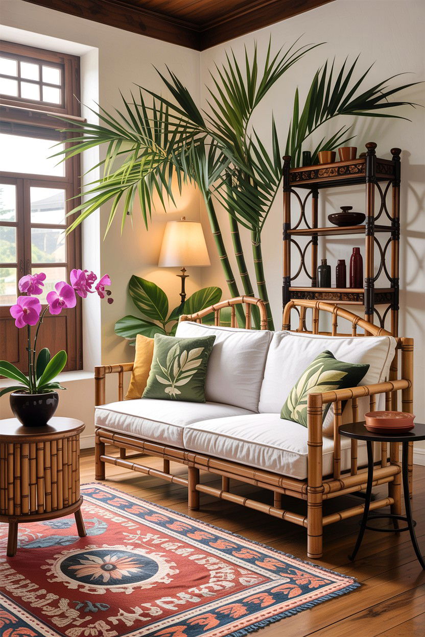 Bamboo furniture - 30 garden themed living room ideas