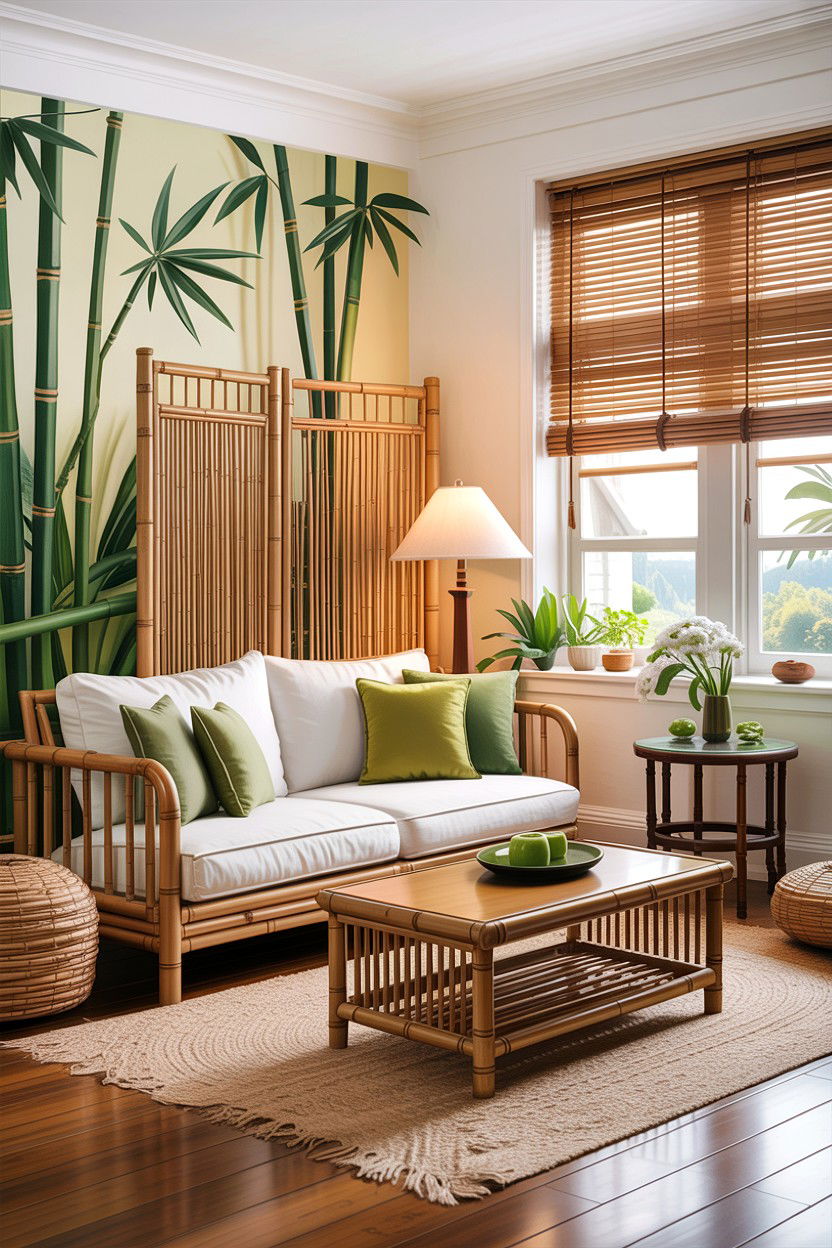 Bamboo living room decor - 30 jungle living room ideas