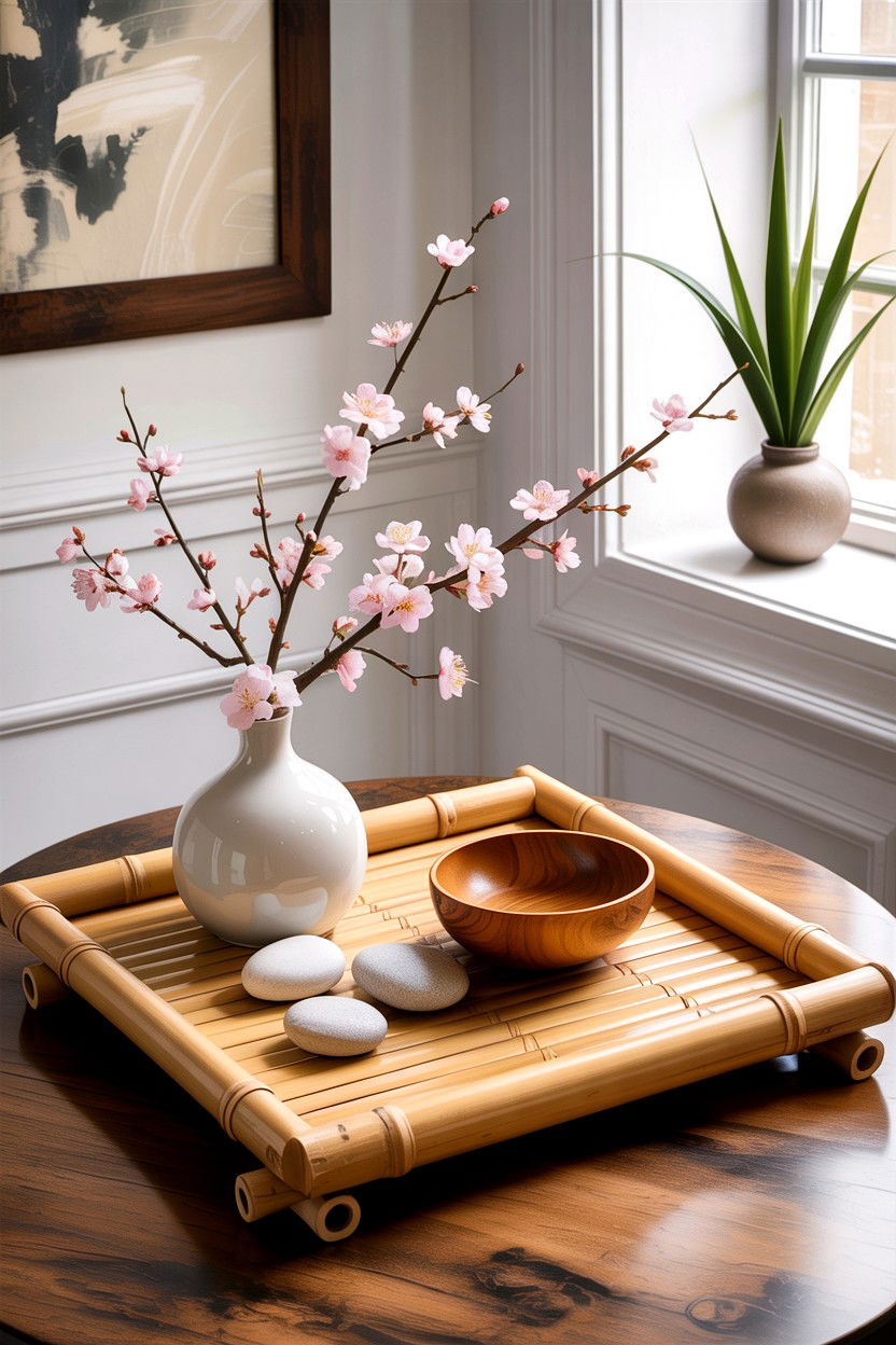 Bamboo tray decor - 30 living room decorative trays