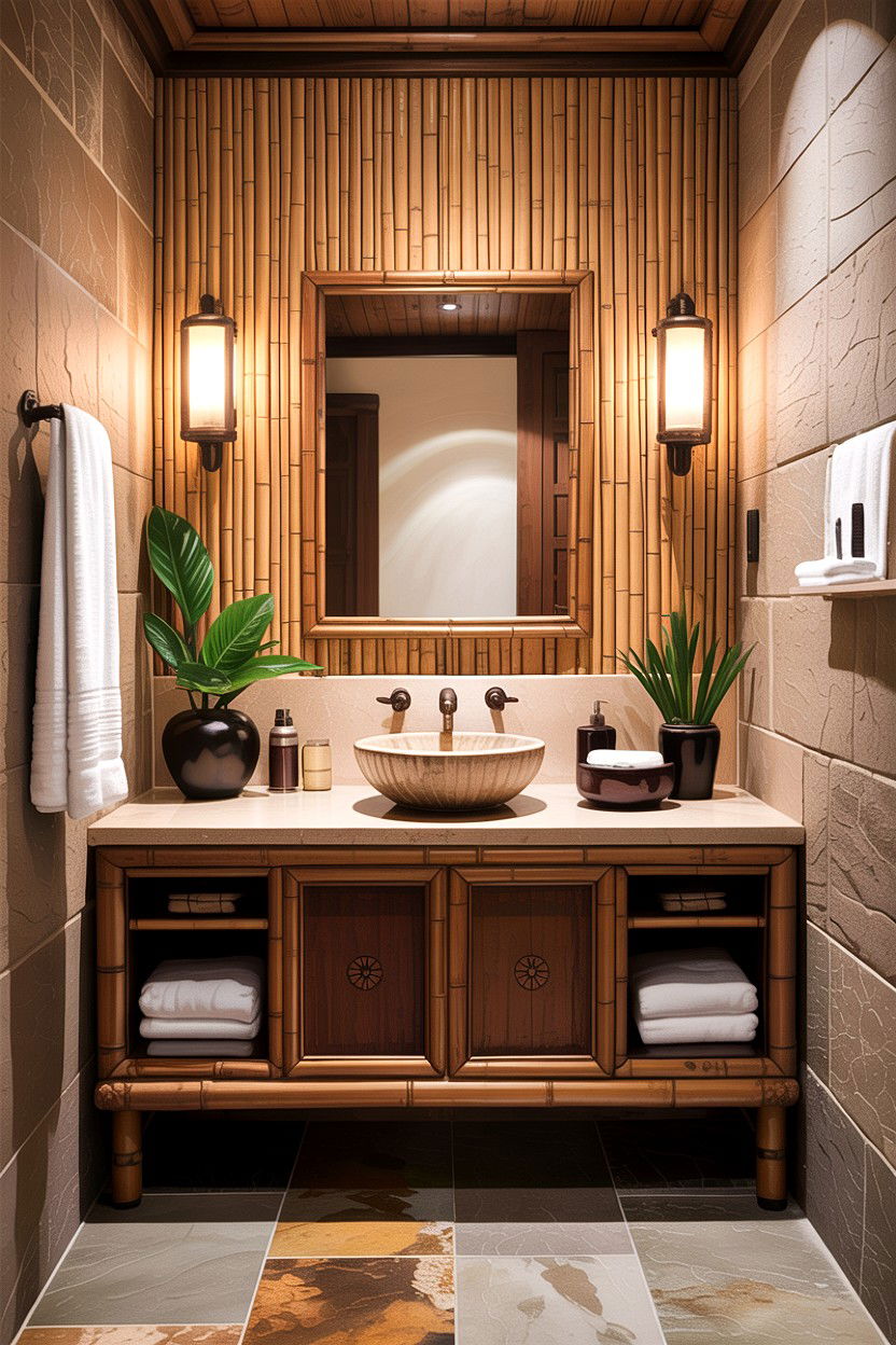 Bamboo wall paneling - 30 Asian bathroom ideas