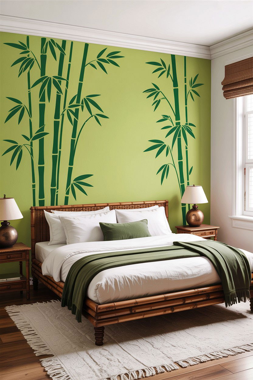 Bamboo wall stencil - 30 bedroom wall stencils