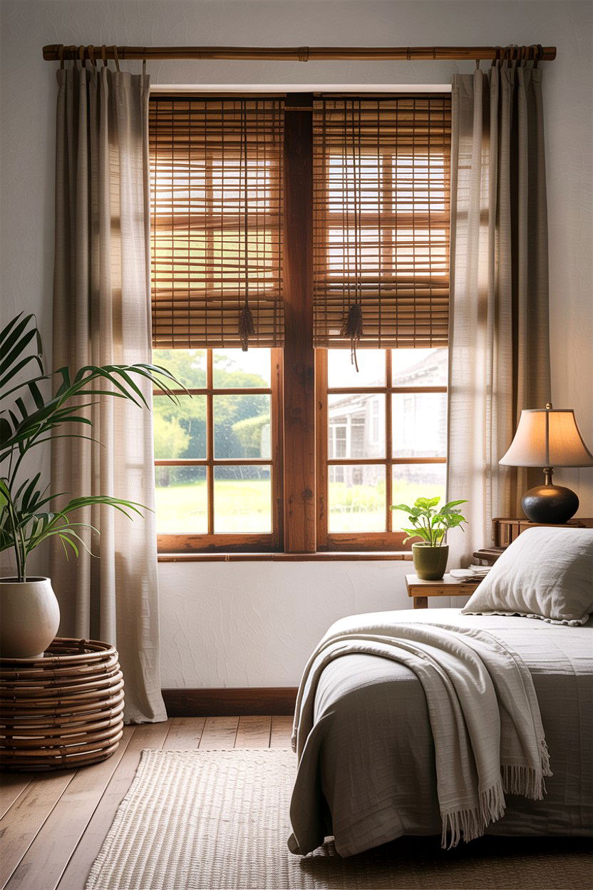 Bamboo window blind - 30 Indian bedroom ideas