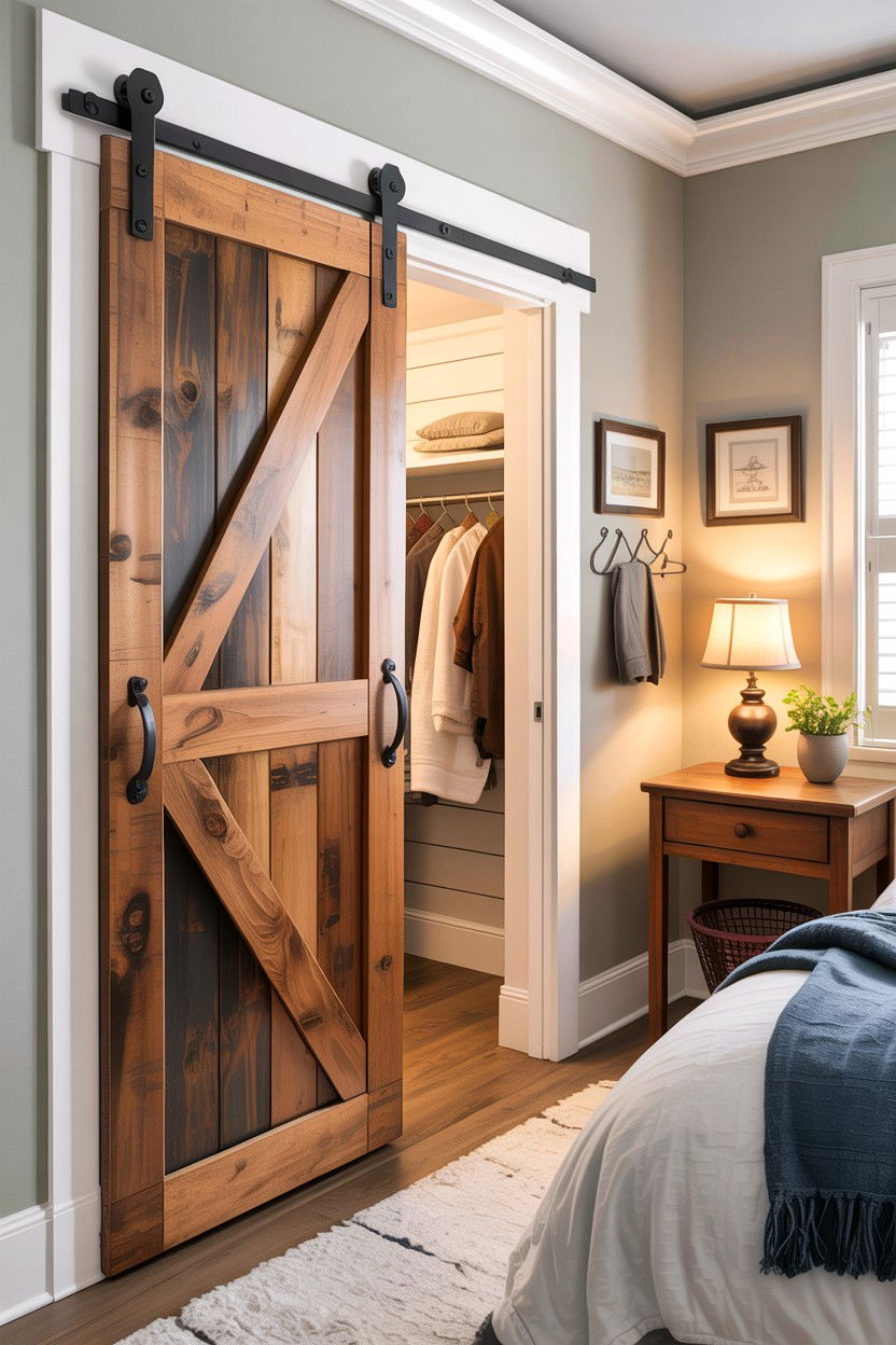 Barn Door Closet - 30 country house bedroom ideas