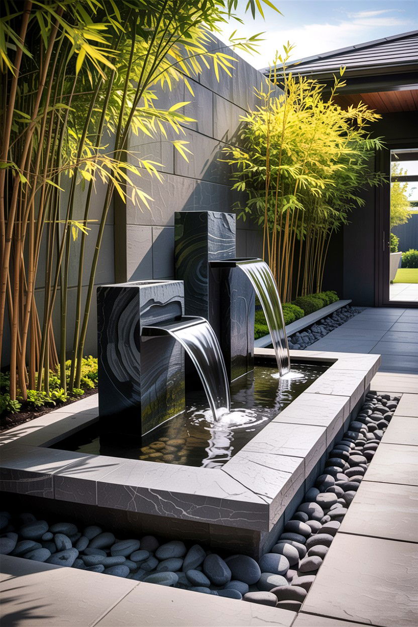 Basalt Water Feature - 30 stone accent ideas